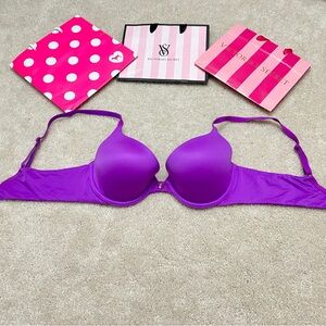 Retired Victoria’s Secret Sexy BBV Purple Satin Smooth Lined Demi Bra VS 34B